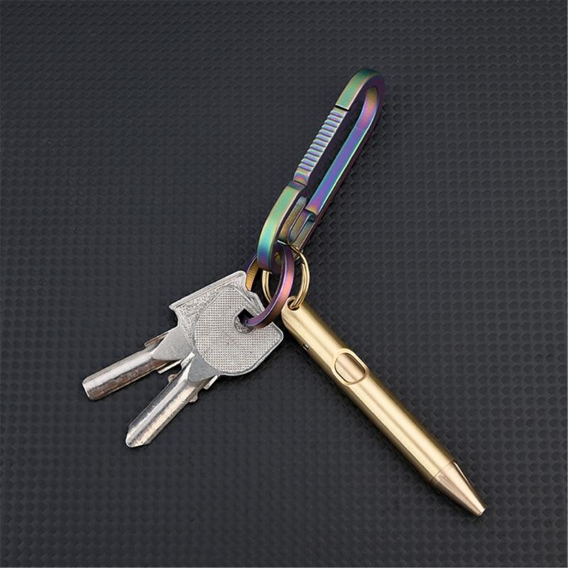 Brass Pocket Pen Keychain Pendant Travel Pen 1.0mm Retractable Ballpoint Pen Gift Pen Writing Pen