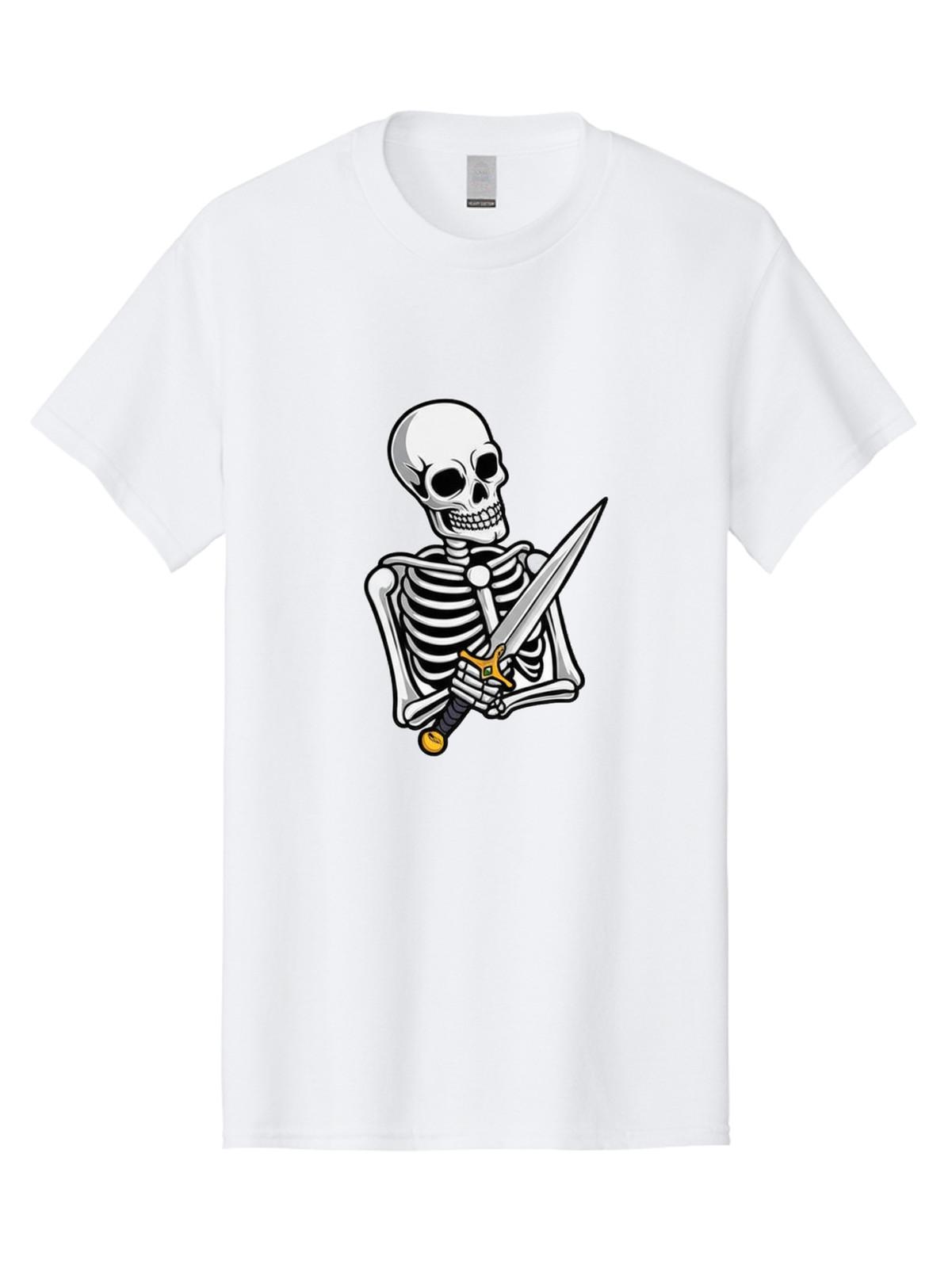 Skeleton-Holding-Dagger Mens Graphic Tee, 100% Cotton, Casual Summer Wear S разноцветный
