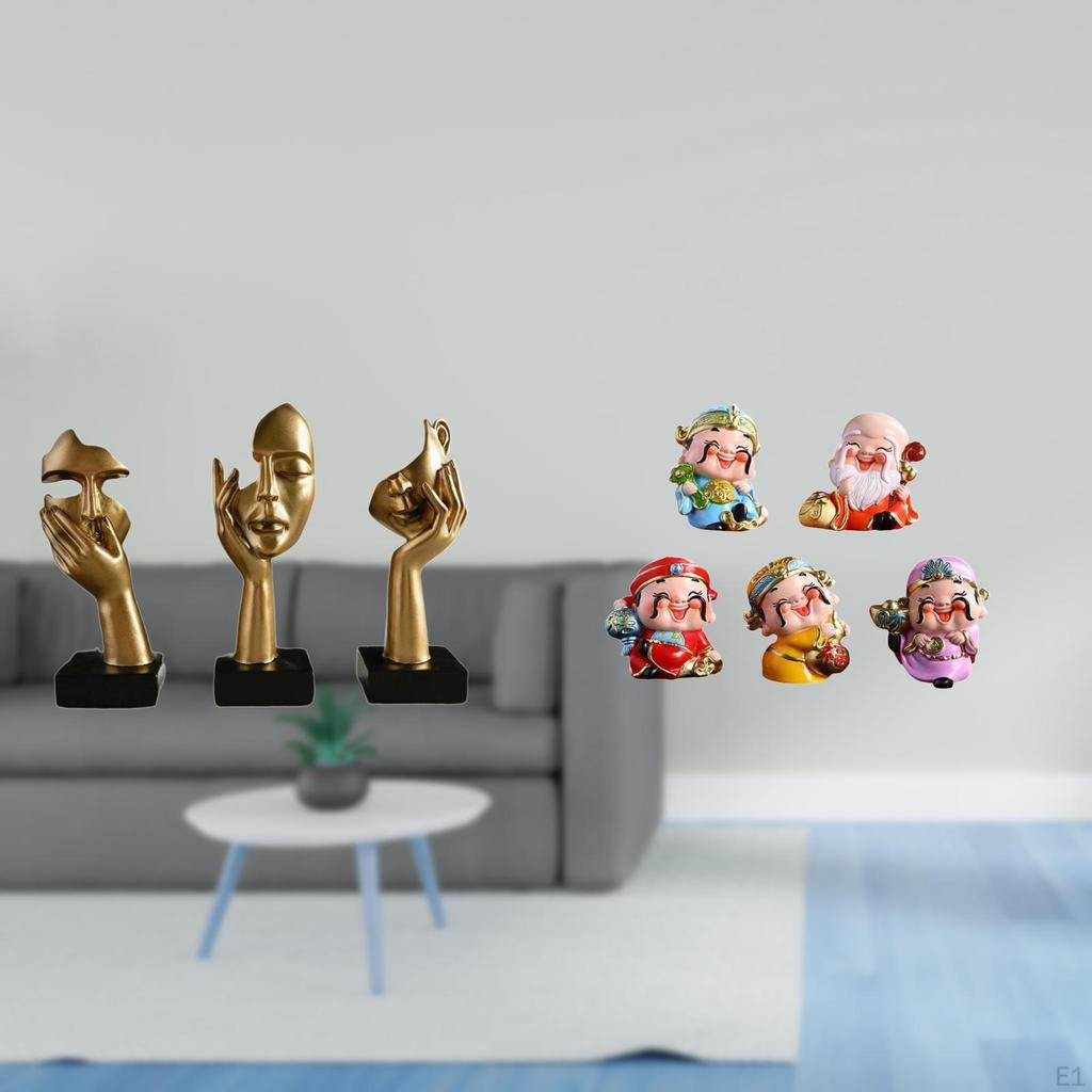Resin Thinker Art Sculptures And God of Fortune Figurines Tabletop Decorations for Office Living