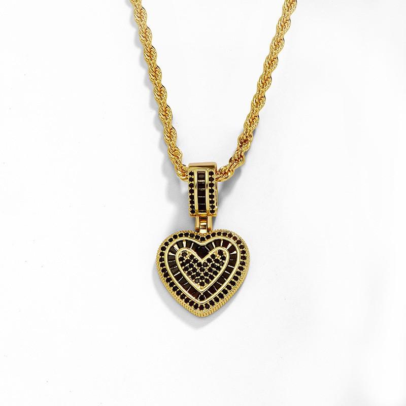 Heart Pendant Necklace Women Gold Plated Chain Hip Hop Jewelry Statement Choker Layered Accessory