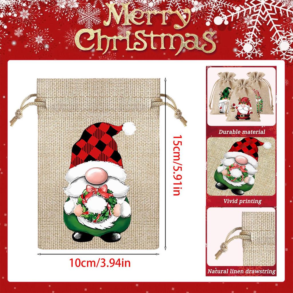 12Pcs Christmas Small Burlap Bags With Drawstring, Burlap Gift Bags Christmas Treat Sacks Gift Wrapping Bags