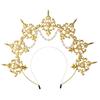 Gótico KC Corona de Halo Tocado Diosa Virgen María Halo Dorado con Pinchos Tocado Cadena de Perlas Barroca Accesorios para el Cabello