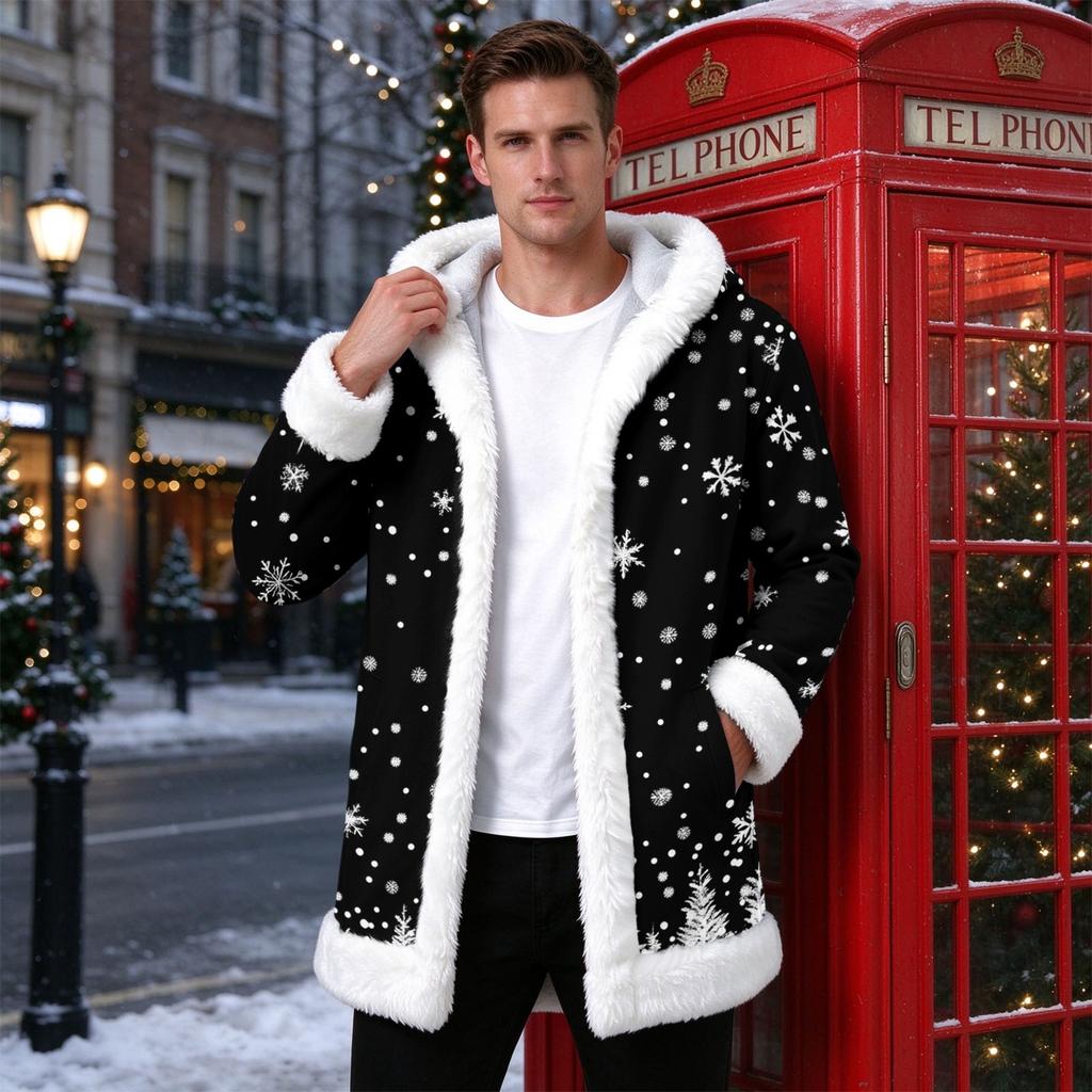 Men's Casual Snowflake Print Winter Jacket for Outdoor Travel and Everyday Wear