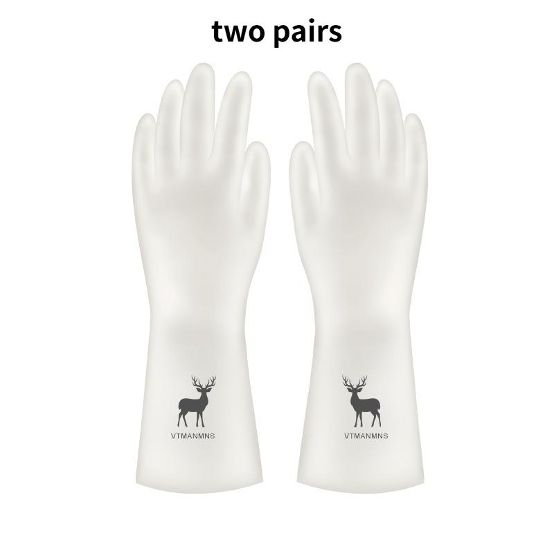 2 Pair Rubber Translucent Dishwashing Gloves Waterproof Kitchen Washing Clothes Washing Dish Plastic Cleaning Housework Gloves