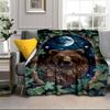 Autumnal Bear Family Scene Blanket Flannel Blanket Throw Blanket Sofa Cover Blanket Soft Premium Blanket Picnic Blanket Tv Blanket Gifts
