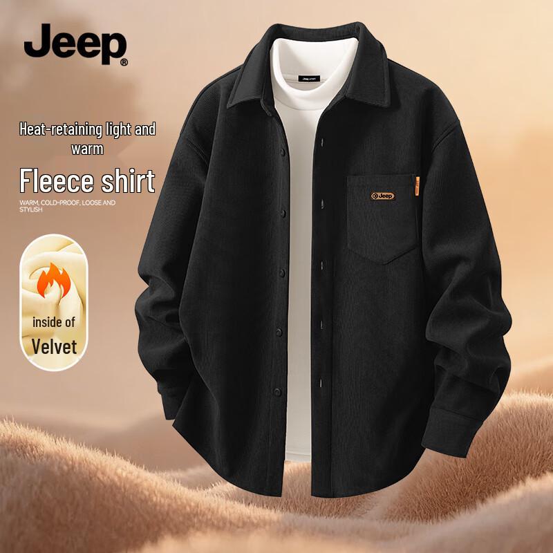 JEEP Men's Winter Fleece-lined Corduroy Shirt
