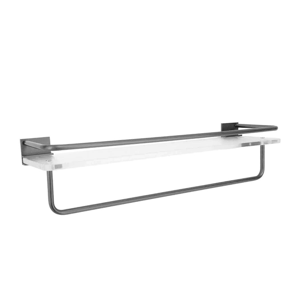 30cm Shower Caddy Wall Mount Organizer with Towel Hanger Easy Install Aluminum Rod Large Capacity