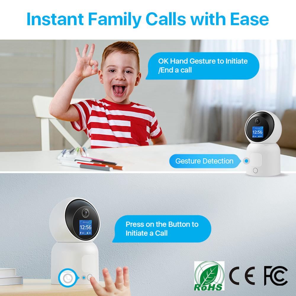ZOSI C519M 4MP HD Video Intercom Camera AI Motion Detection Anti-Theft Indoor WiFi Camera,No TF Card