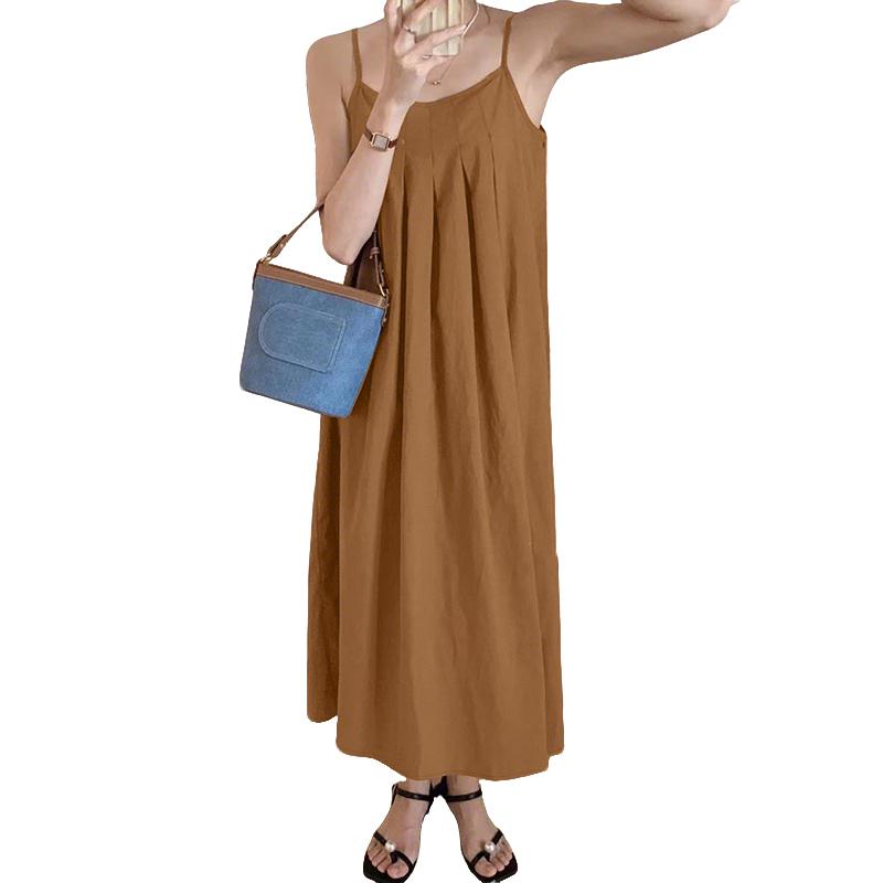 

ZANZEA Женское летнее повседневное однотонное свободное платье-комбинация на бретелях XL