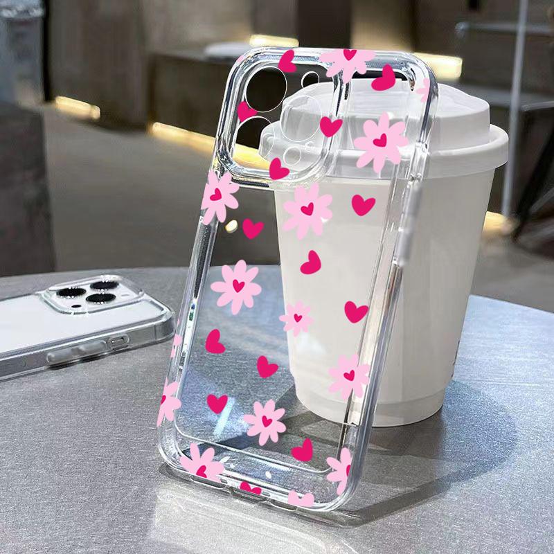 Silicone Flower Case For Xiaomi Redmi Note 15 14 13 12 Pro Plus 5G 12S 11 10S Redmi 12 13 13C Transparent Shockproof Soft Cover