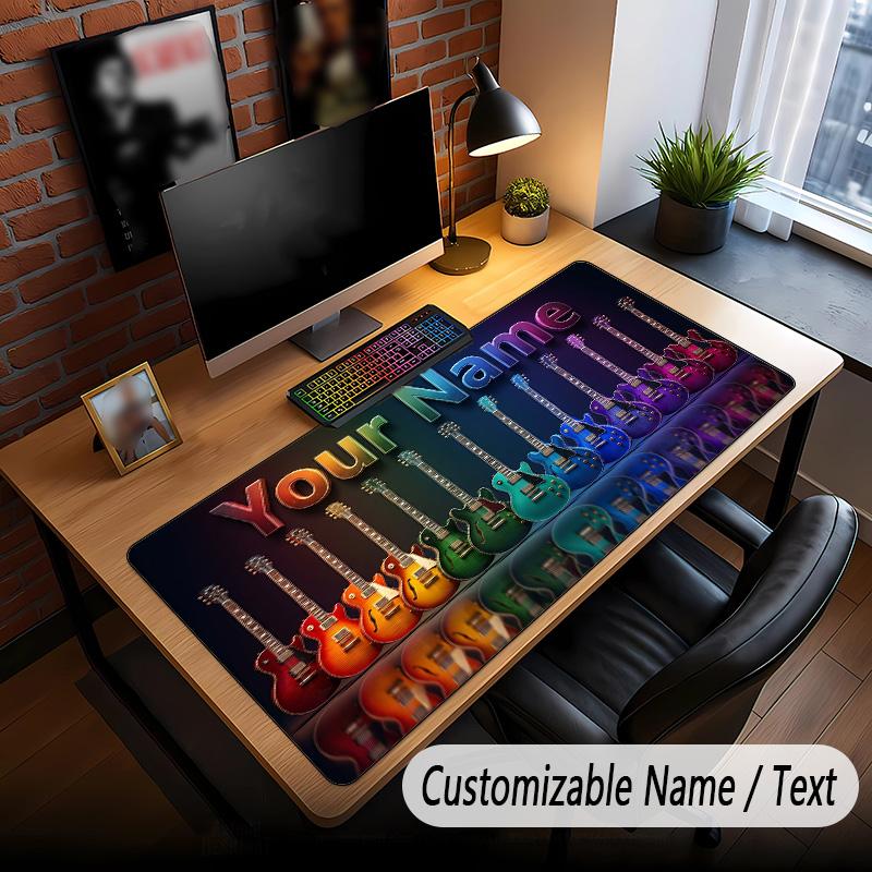 Music Guitar Theme Custom Mouse Pad Personalized With Name Text Customized Desk Mat For Office Home Decor