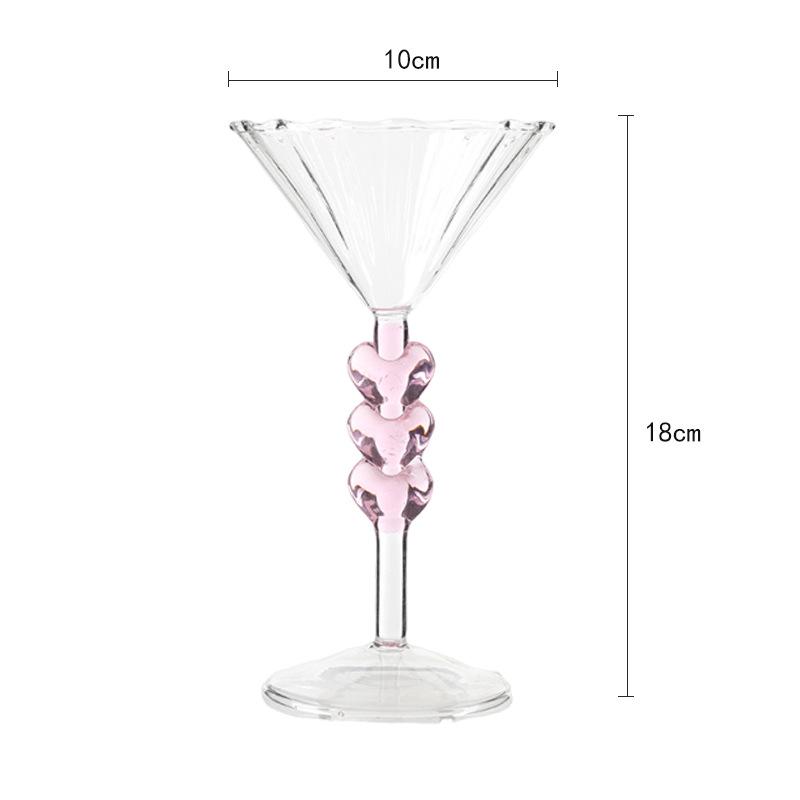 Elegant Heart-Shaped Glass Goblet: High-Value Cocktail and Dessert Cup Color-based Individual Packaging