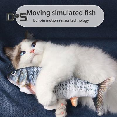 Pesce Che Si Agita Giocattolo per Gatti con Erba Gatta Interattivo Automatico Carpa Floscia Giocattolo Calciante per Gattini Elettrico Realistico Peluche Pesce Che Si Muove per Gatti Domestici Cani