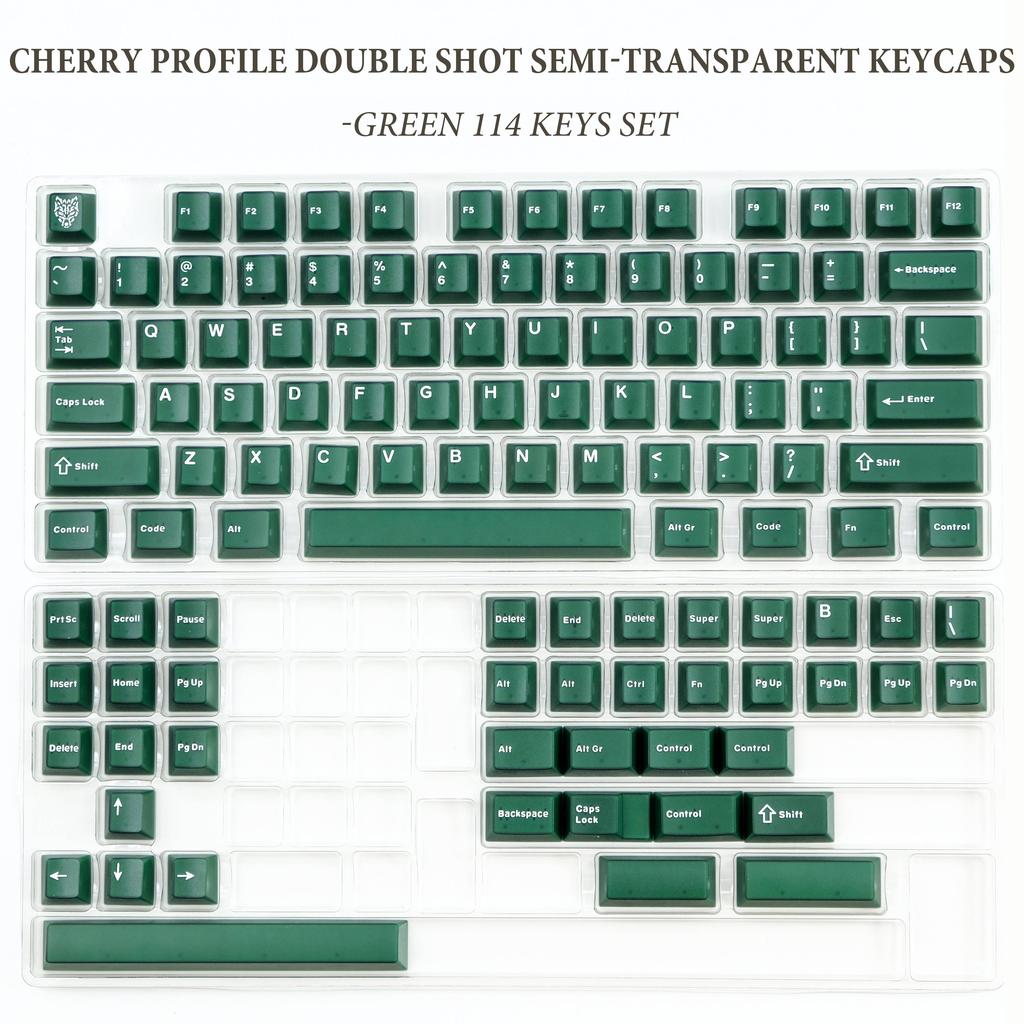 114 Key Ink Orange Custom Semi Transparent Double Shot Key Caps Cherry Profile Translucent ABS Keycaps for MX Switches Keyboard