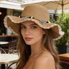 (One Size, Khaki) Women Straw Hat, Starfish Wide Brim Sun Hat Lightweight Summer Beach Cap for Casual Daily
