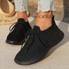Spring New Casual Sports Single Shoes Large Size Fashionable Thick Sole Solid Color Front Lace-up Flying Weaving Women