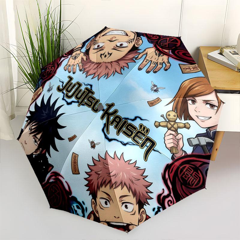 1 PC Automatic Folding Umbrella - Jujutsu Kaisen Pattern Portable Foldable Design With 8 Ribs Christmas Birthday Gifts