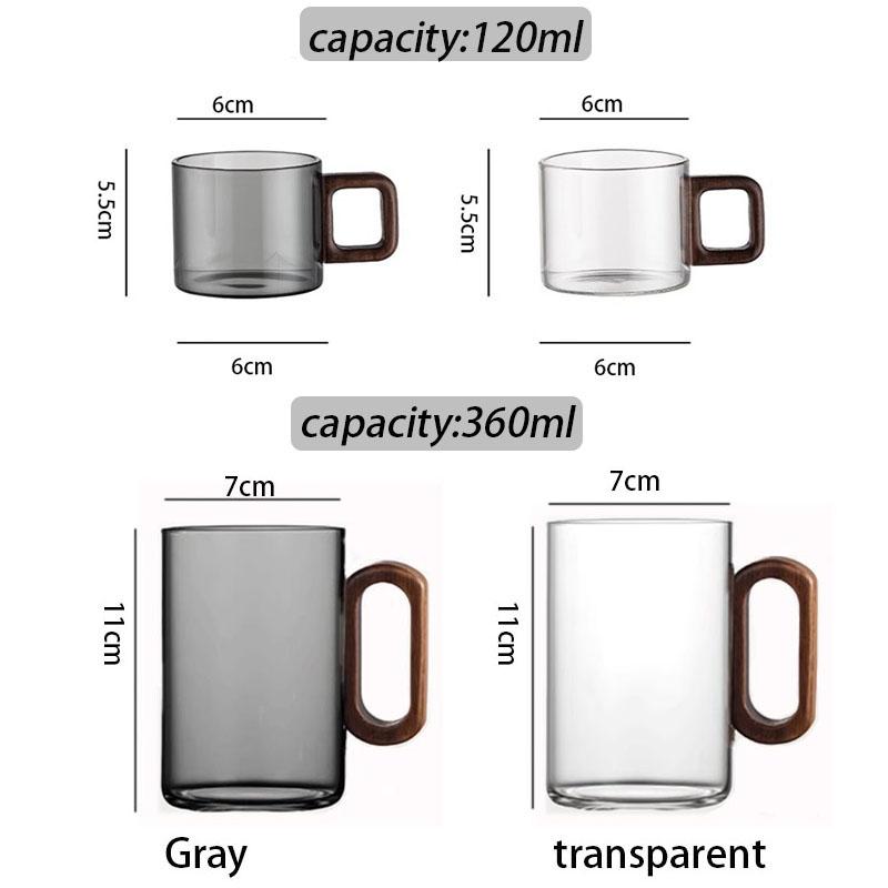 YWDL Tasse monocouche en verre et bois, tasse à thé en Pyrex à haute teneur en borosilicate, tasse à café pour eau potable de grande capacité