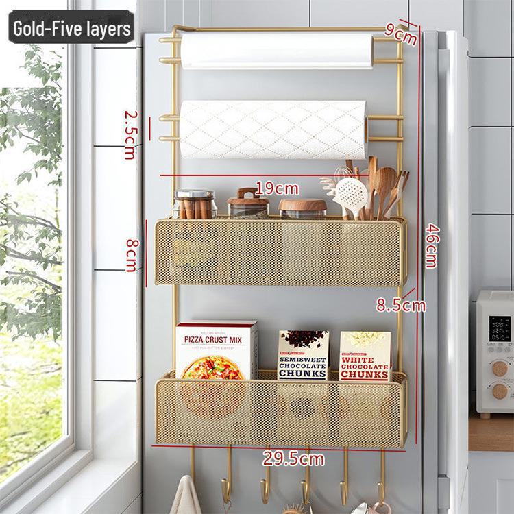 

Настінний кухонний органайзер: Полиця для холодильника для харчової плівки та паперових рушників, установка без свердління