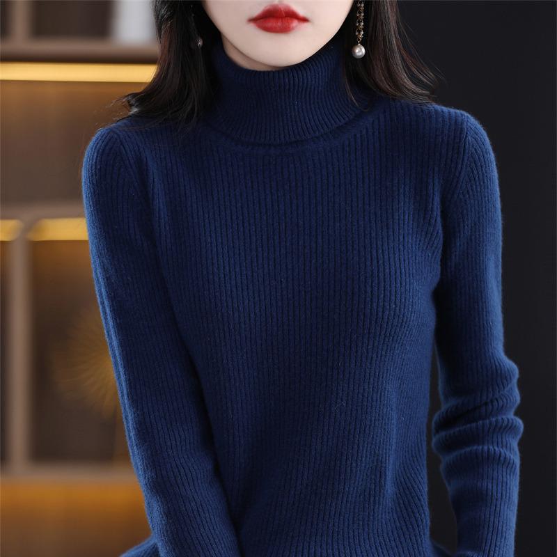 Women's Thickened Slim-Fit High-Neck Sweater - Autumn/Winter Pullover Knitted Base Layer with High-End Feel