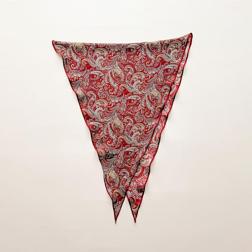 Retro Cashew Print Silk Scarf Accessories Rhombus Versatile Triangle Scarf Spring And Summer Thin Out Clothing With Shawl