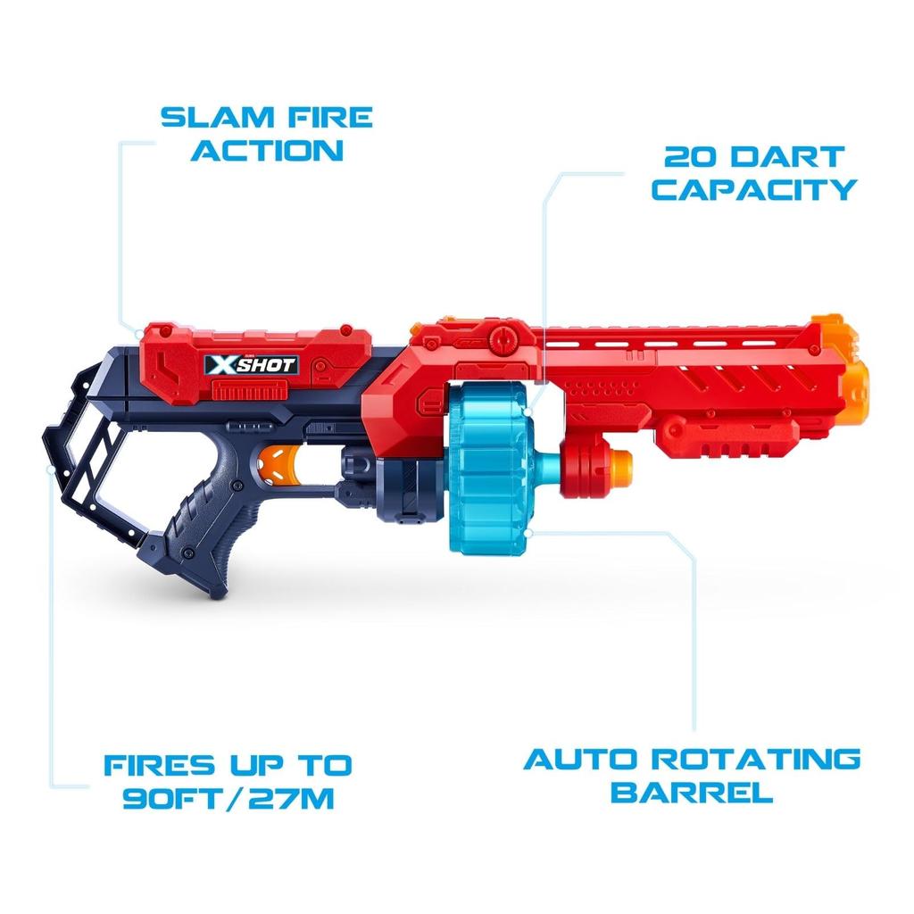 ZURU XSHOT Excel Turbo Fire Dart Blaster with 48 Sponge Authentic Darts, Darts, 36270,