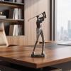 Golfer Statue with Golf Club Silver-Gray Sculpture Stylish for Desk