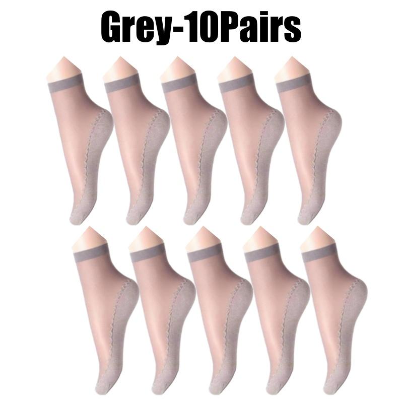 Women Nylon Elastic Short Ankle Sexy Stockings Silk Short Socks Summer Invisible Anti-hook Solid Color Cotton Bottom Silk Sock