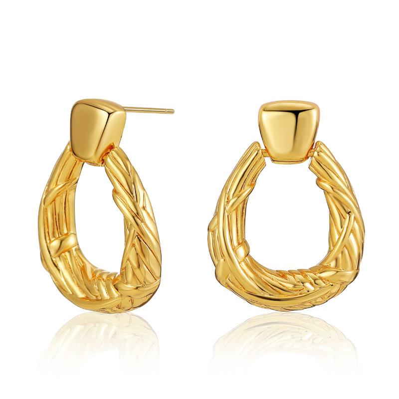 Vintage Geometric Water Drop Earrings For Women Gold Plated Minimalist Fashion Ear Jewelry