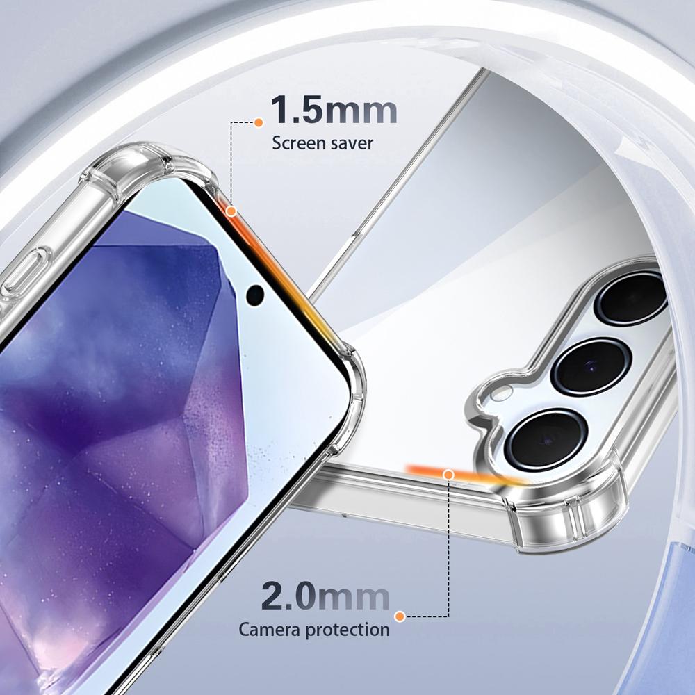 KEYSION Průhledné nárazuvzdorné pouzdro se čtyřmi rohy pro Samsung A55 5G A35 Měkké TPU+PC Průhledný zadní kryt telefonu pro Galaxy A15 4G 5G