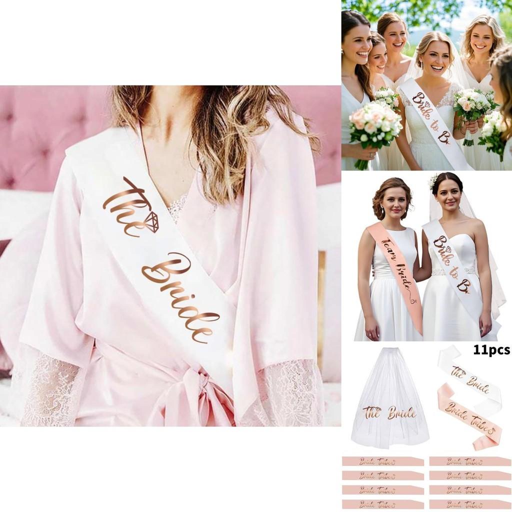 Brautjungfern-Hochzeitsschleier und Schärpen-Set mit semi-handgefertigter Handwerkskunst für Party-Feiern