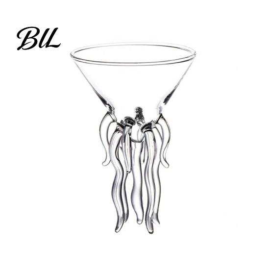 Birthday Gift for Her Him Octopus Tentacle Wine Goblets, Jellyfish Shape Cocktail Glass, Artistic Stemware Unique Glass Wine, Cool Bar Decor, C