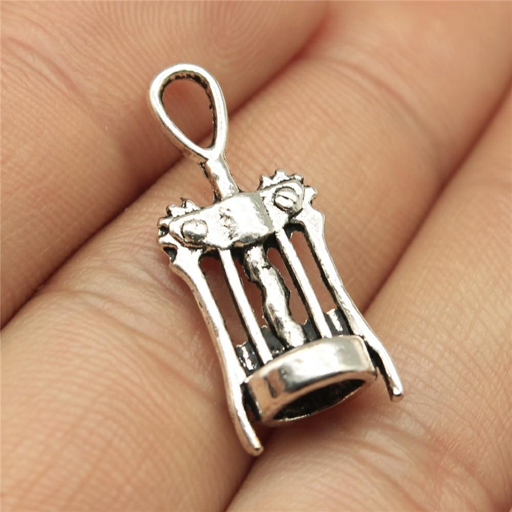 20pcs DIY Crafts Making Findings Handmade Tibetan Jewelry Beer Wine Corkscrew Bottle Opener Charms For Jewelry Making