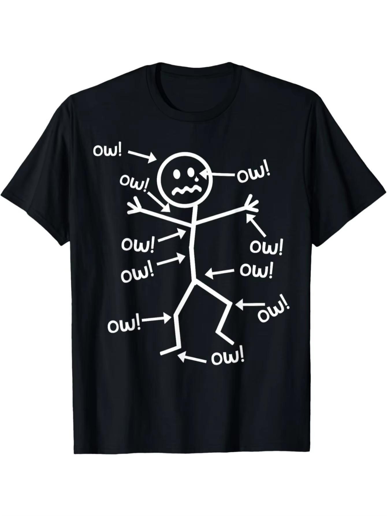 

Ow Ow Ow T-Shirt Funny Chronic Pain Awareness Graphic Print Short Sleeve Round Neck Casual Summer Daily Basic Fashion Tee Top... 5XL різнокольоровий