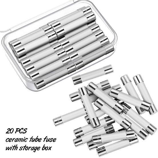 Frienda 20 Pieces Microwave Fuse 20 Amp Ceramic Fuse Slow Blow Microwave 250v 20a 6.35 x 30 mm Compatible with Ge Wb27x10388 Kenmore Slow Blow