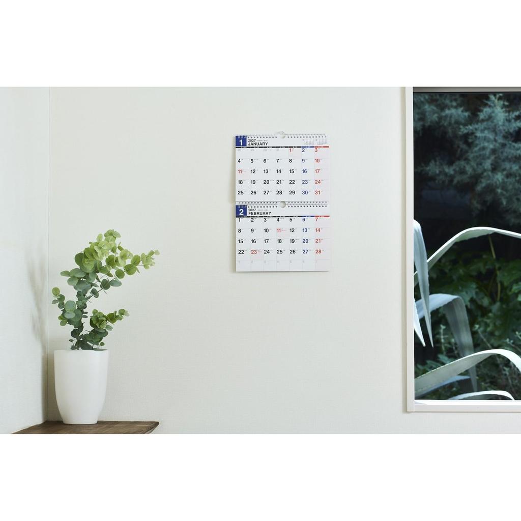 Takahashi Shoten 2027 Wall Calendar B5 2-Month View Ring Type Monday Start E94 Japan Import