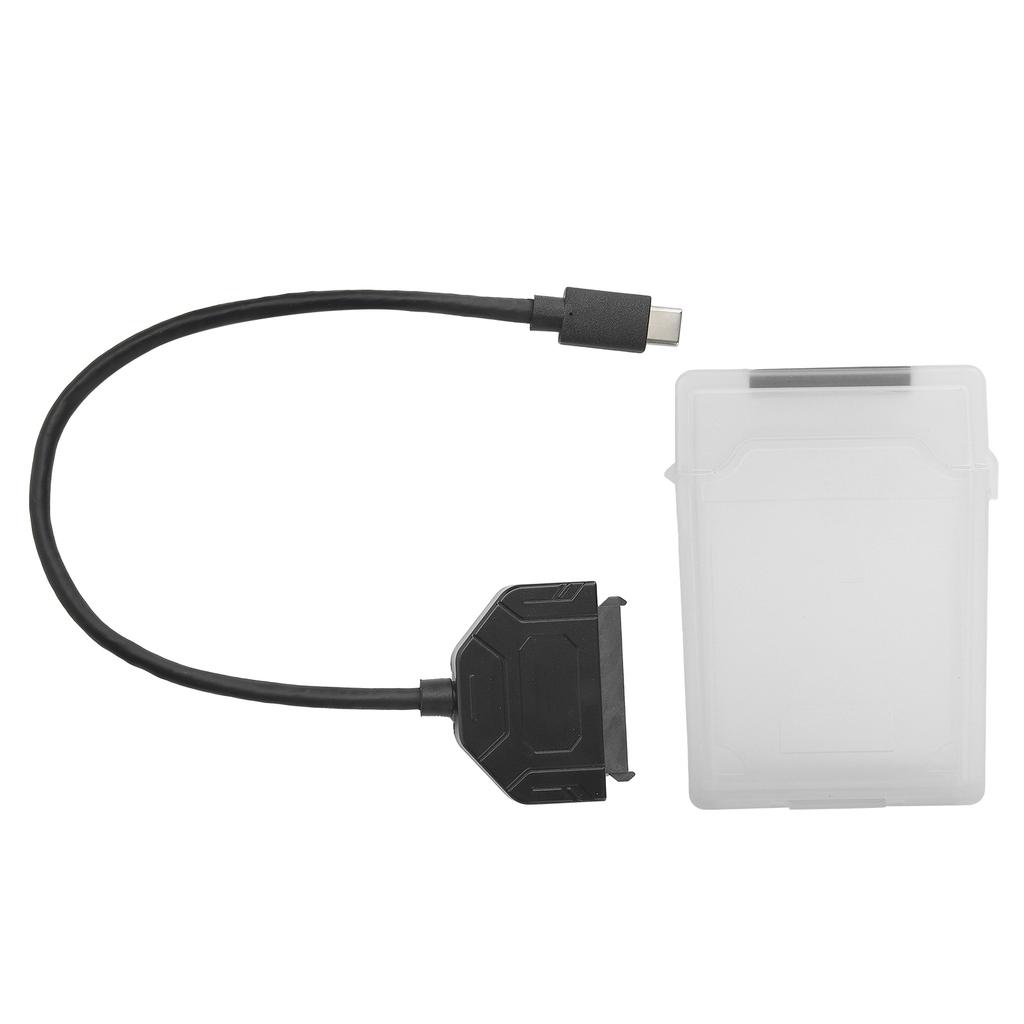 TypeC SATA Adapter 2.5in USB 3.0 10G SSD HDD Hard Disk Drive Cable Protection Box(White )
