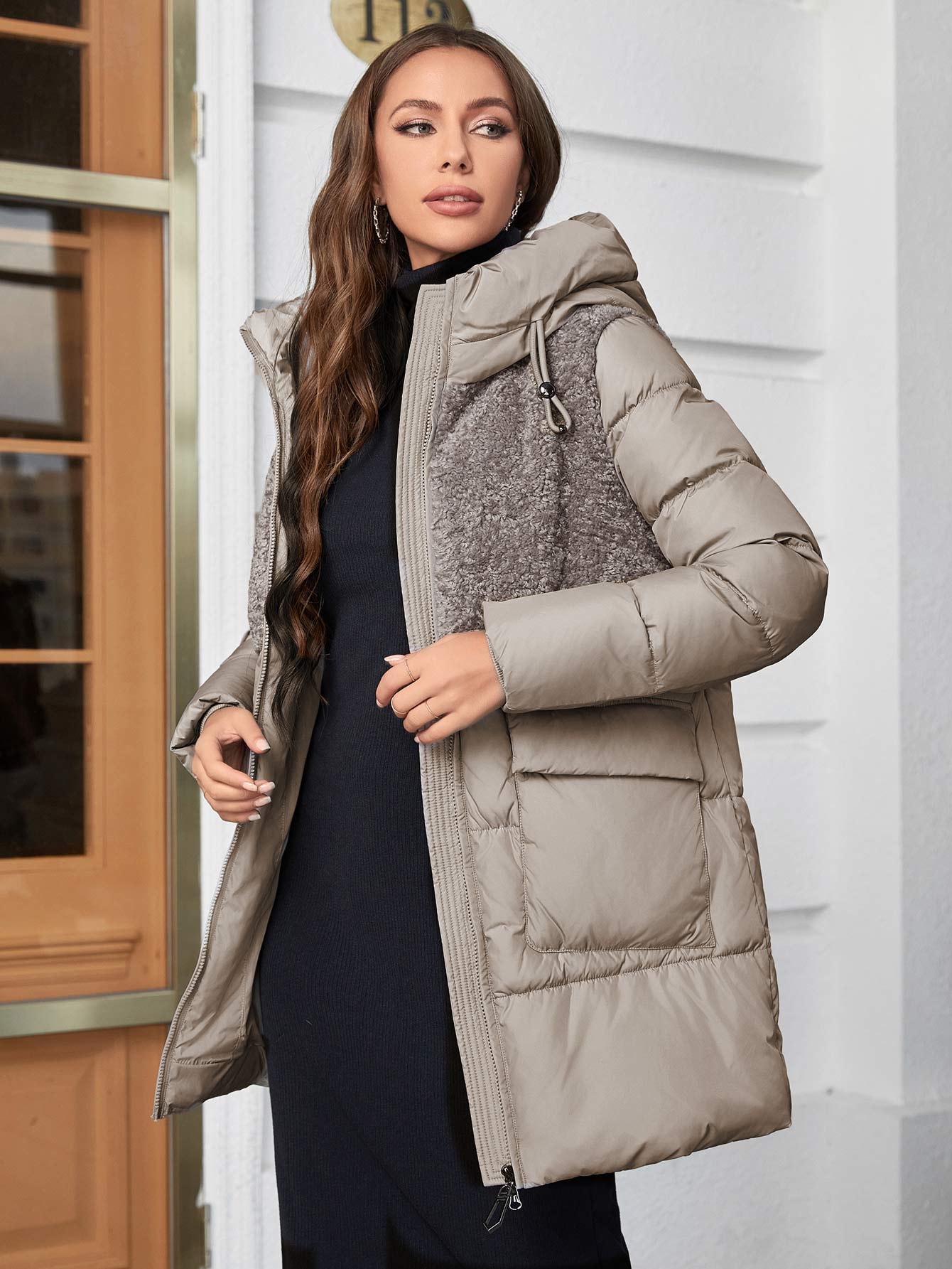 

Cinemore Однотонная модная женская парка с воротником-стойкой, короткая, облегающая, повседневная, с капюшоном, теплая, плюшевая, пуховая куртка 83398 L