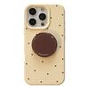 Cream Style Ins Retro Polka Dot Iphone16 Mobile Phone Case Apple 17 Brown Color Stand 15pro Max Suitable for 13