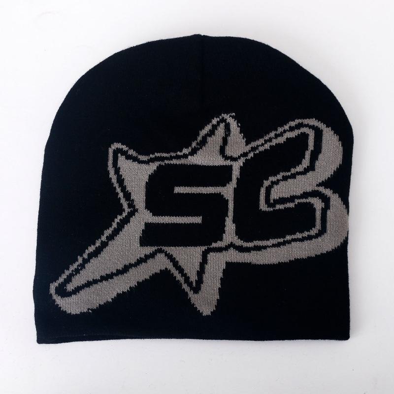Autumn and Winter New SC Five-pointed Star Jacquard Knitted Hat Men's and Women's Fashion Street Cold Hip-hop Hip-hop Pullover Hat