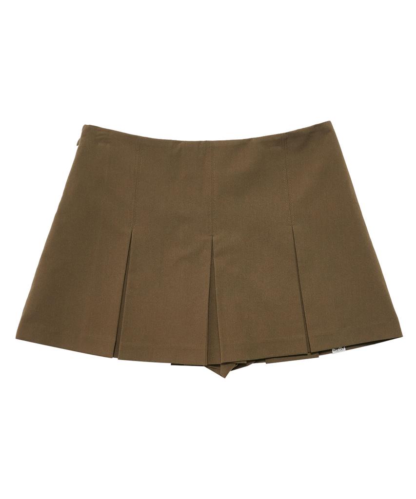 DELICCENT Pleated Short Culottes [Khaki]
