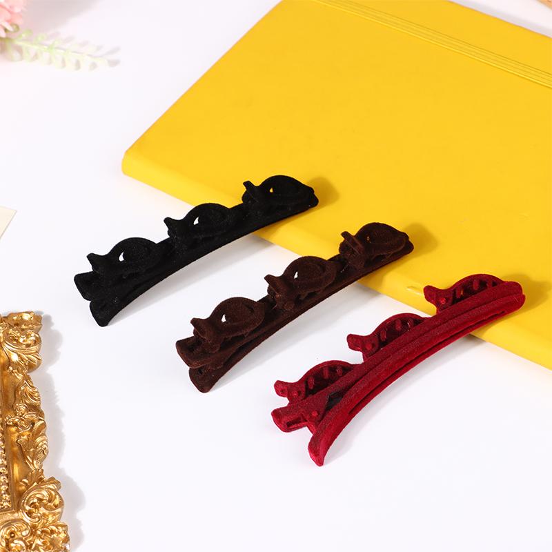 Beflockte Pony Haar Clip Kopfbedeckungen Frauen süße Haarspangen Hairgrip geflochtene Haarnadeln Haar-Accessoires