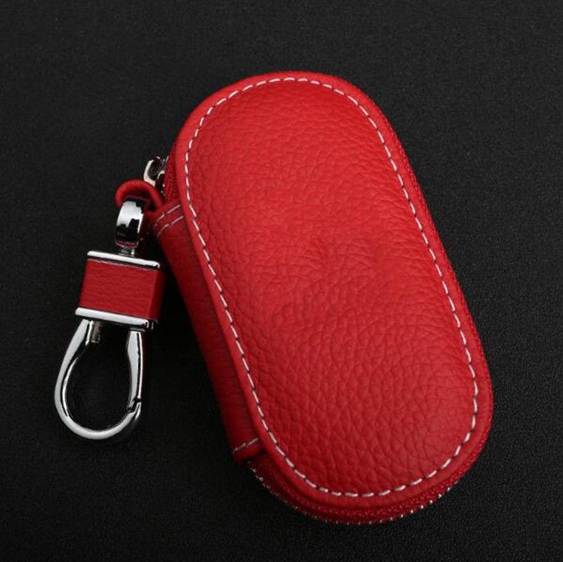 1x Universal PU Leather Auto Car Truck Smart Remote Key Holder Fob Bag Case Red