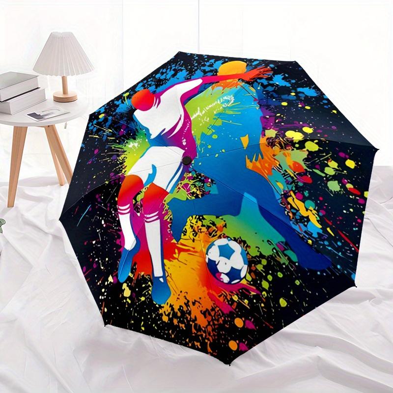 1pc Soccer Players in Motion - a Lightweight,Automatic Folding Umbrella Designed for Outdoor Activities