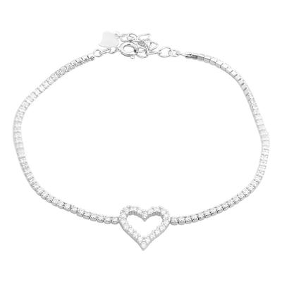 Silver Bracelet with Cubic Zirconia, Product Weight 3.47 G (2154440)