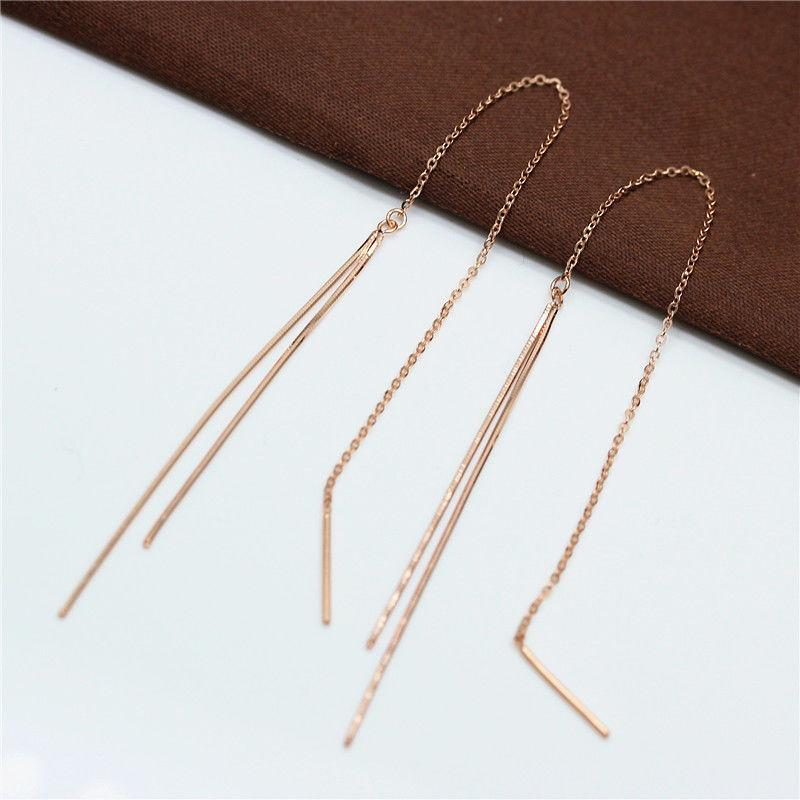 Exquisite Purple Gold Russian Tassel Snake Bone Long Earline Color Gold Simple And Exquisite 585 Rose Gold Plated Women S Earrings