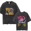 Men Women Guns N Roses Bullet Rose Rock Band Music Washed Vintage Tshirt Male Fashion Oversized Tshirt Men Women Casual Tees