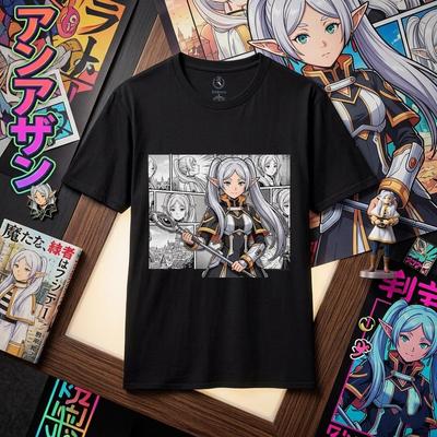 Frieren Cosplay and Kids Tshirt For Girl, Gift Tee For Mangaka Japanese, Gift Tee For Mangaka Japanese, Unisex Softstyle T-and Kids Tshirt