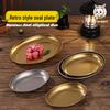 Retro Stainless Steel Egg-Shaped Oval Plate – Creative Dinnerware for BBQ, Cold Dishes, and Snacks