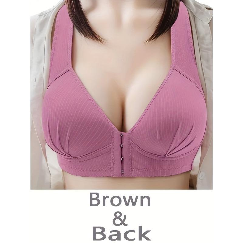 Women's Elegant Style Bra, Nursing Stretchy Bra With Front Closure, Comfort Support Underwear